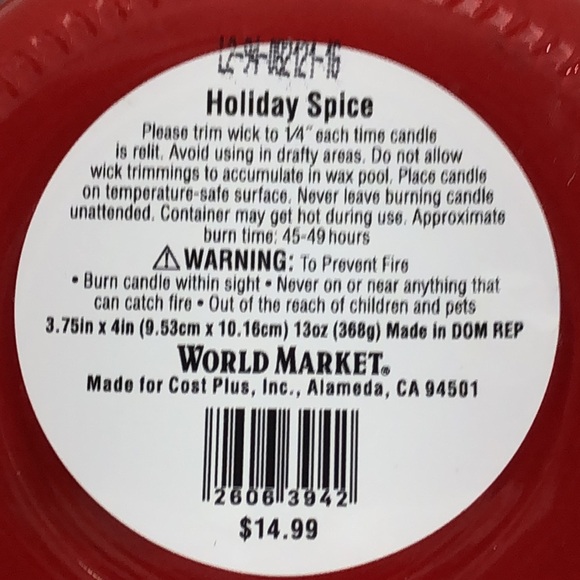World Market Holiday Spice Candle: 13 oz - Picture 6 of 6